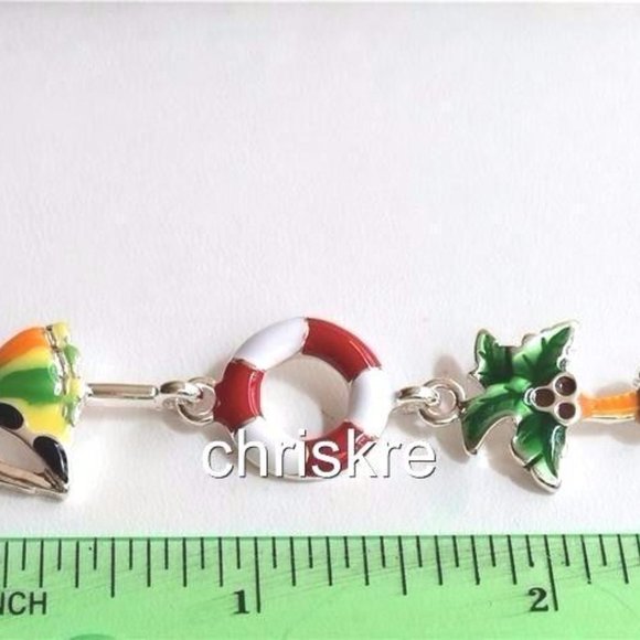 Palm Tree Charm Bracelet Magnetic Silver Plated Island Beach Sunglasses Nautical - Picture 8 of 8